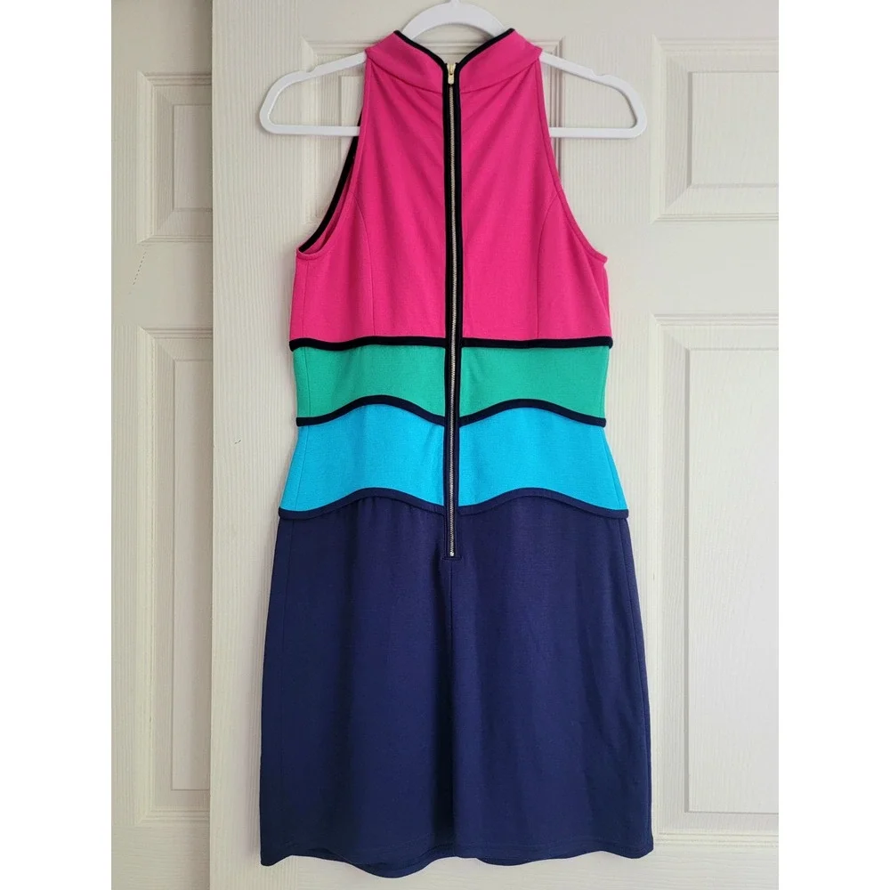 Lilly Pulitzer Colorblock Collared‎ Halter Neck Tiered Shift Marci Dress Small